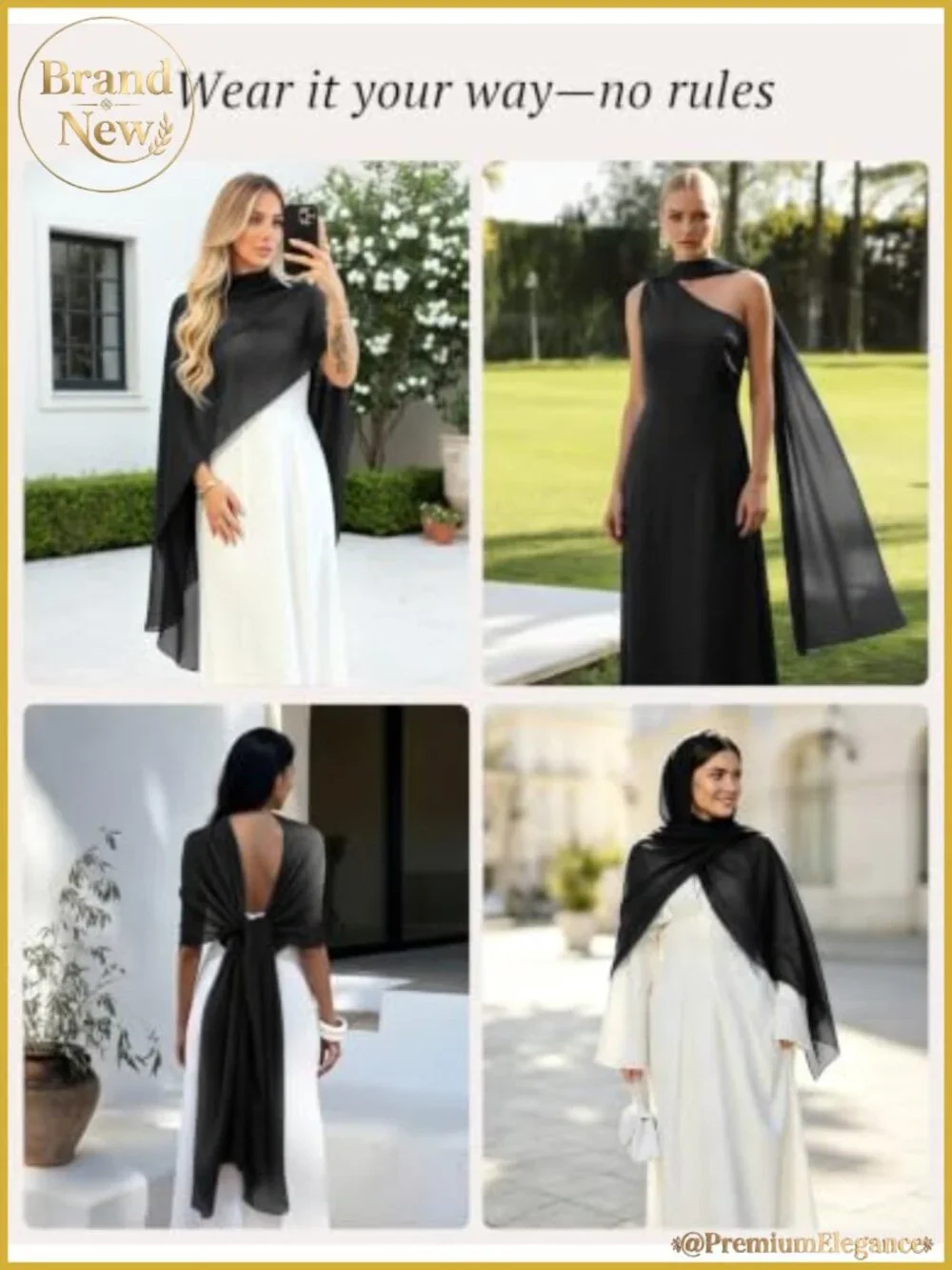 Sheer Chiffon Shawl Wrap Women Formal Evening Dress Scarf